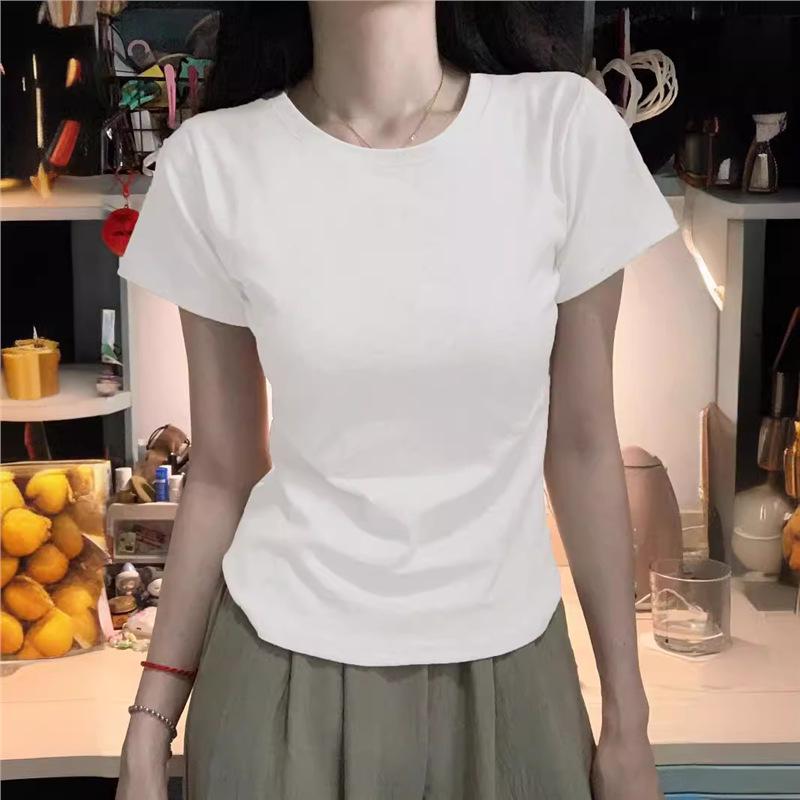 

Women s Summer Slimming Cotton Short Sleeve T-shirt - Stylish, Skin-friendly, Versatile Top Extra Large білий