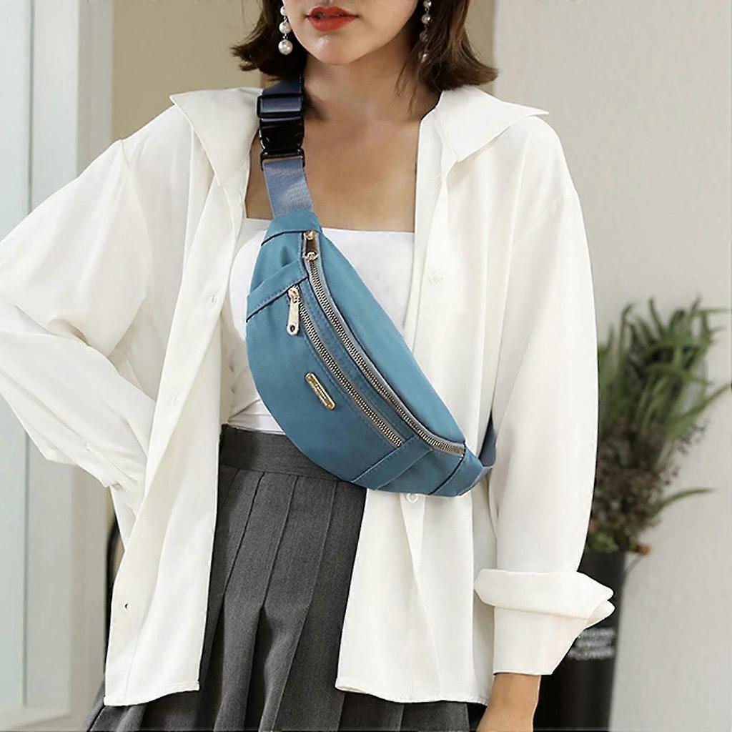 Women Crossbody Bag Multifunction Korean Style Storage Smooth Zipper Waistbag for Travel