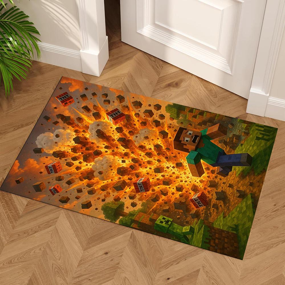 Minecraft Floor Mat Suitable for Dormitory Foyer Playrooms Dining Room Antislip Carpet Office home decor Luxury Gift for Birthday, Christmas, Wedding