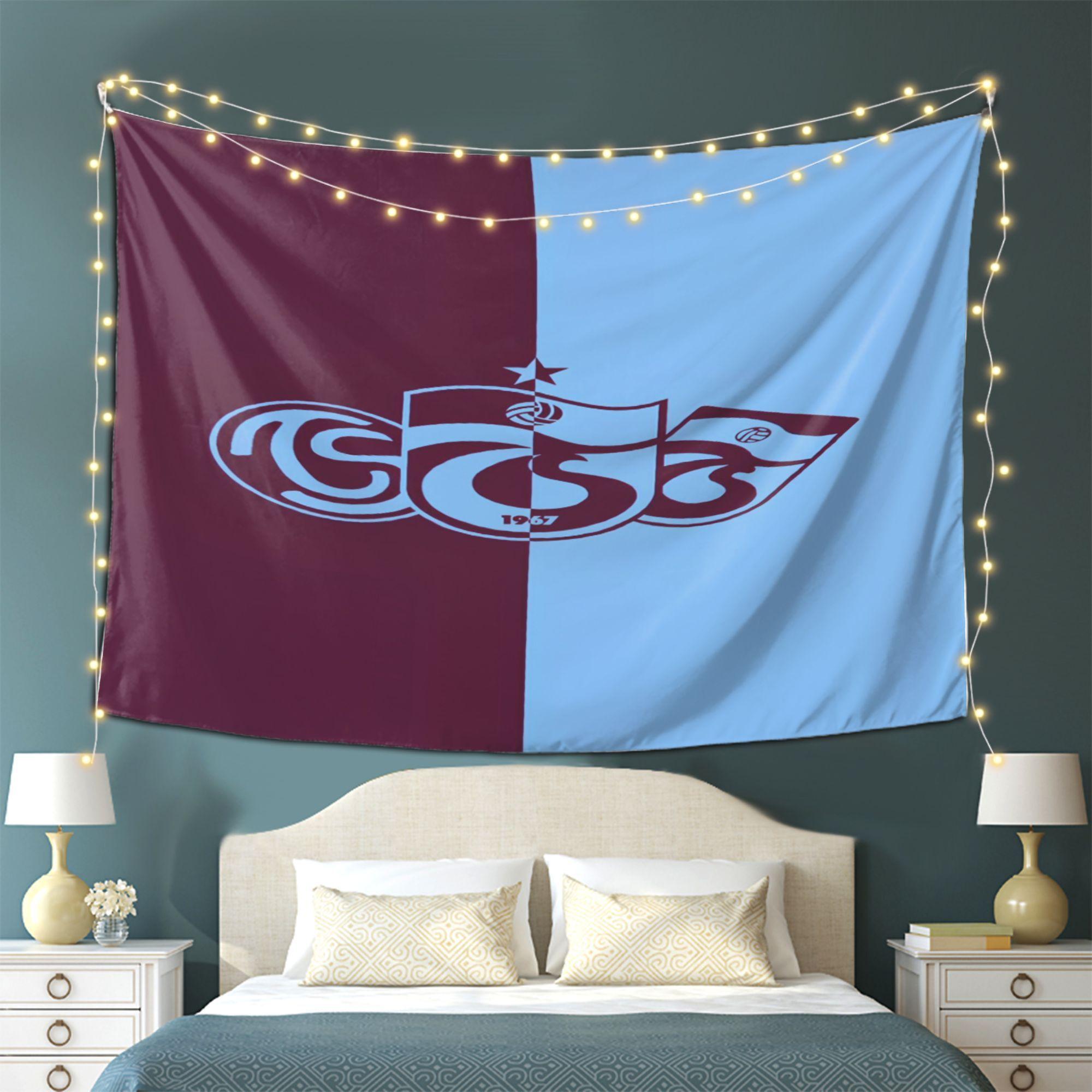 

Trabzonspor Logo Wall Hanging Decor Premium Polyester Fabric with Vibrant Blue Maroon Horizontal Stripes Home Office 74x94cm(29x37in)