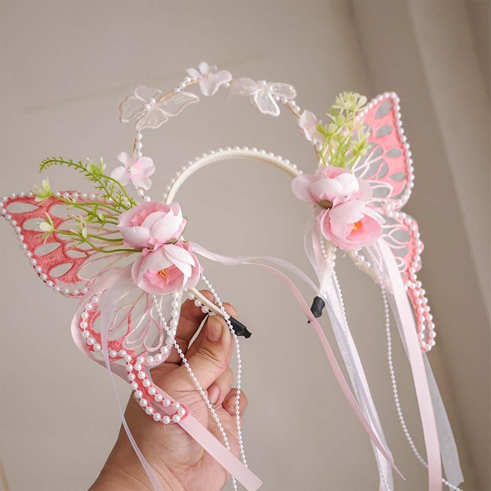 Kawaii Big Butterfly Wing Hairpins Sweet Flower Headband  Festival Performance