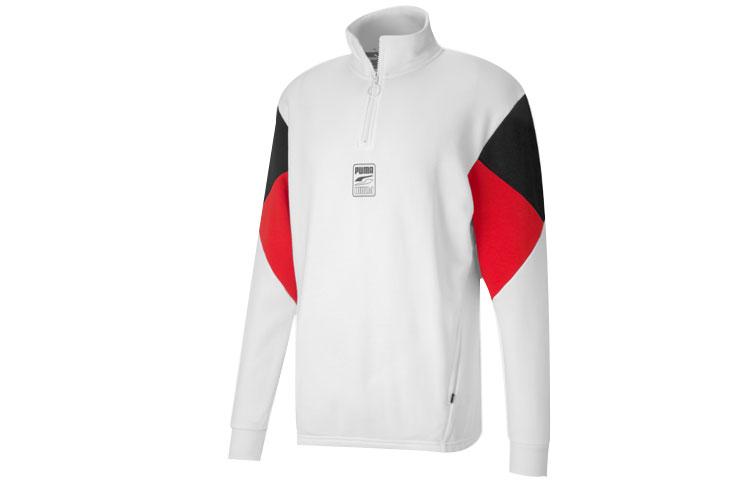 PUMA Sweatshirts Men s White Stand Collar Moderate Regular 585280-02 L