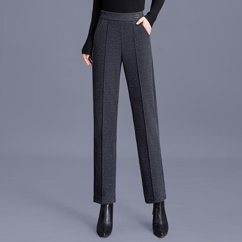 

Women s Elastic Waist High-Waist Straight Leg Pants L