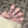 Sweet and Cute Manicure Purple Cat Eye Magic Mirror French Broken Diamond Pure Hand-wearing Nail Piece