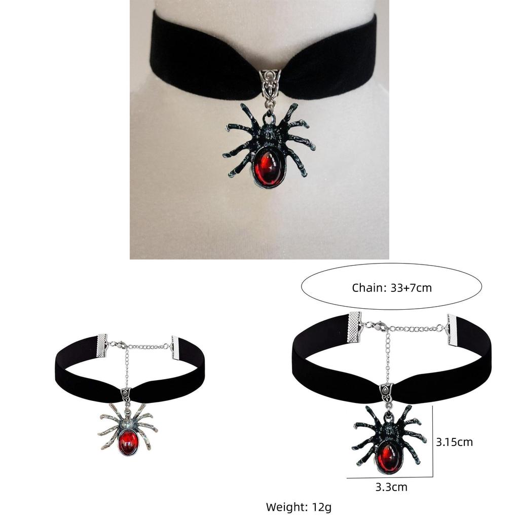 Gothic Spider Necklace With Cross Chain For Halloween Cosplay Accessories