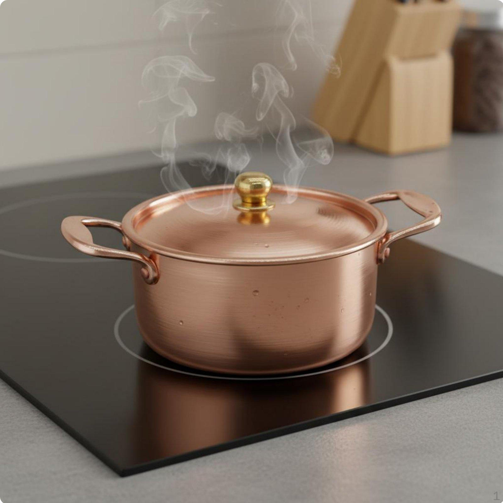 Small Copper Pot European Style Single Person Induction Personal Size Stockpot with Lid