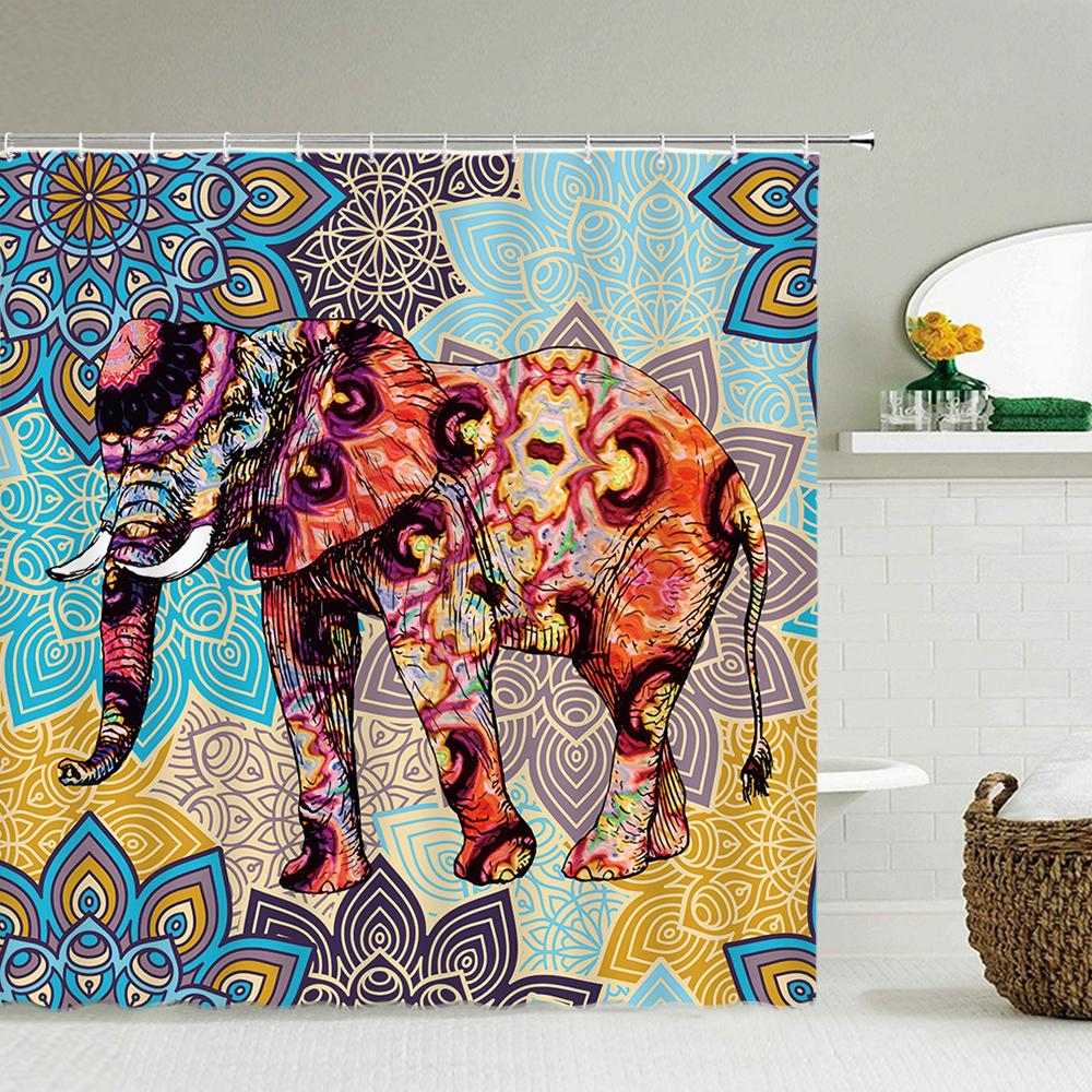 Indian Bohemian Style Shower Curtain Bathroom Waterproof Cloth Printed Mandala Decoration Bath Curtains large 240x180 With Hooks