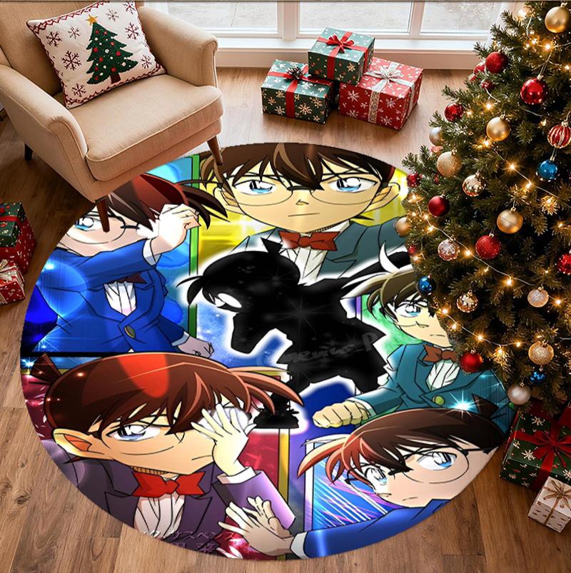 Detective Conan Pattern Round Rug, Indoor/Outdoor Mat, for Picnic, Gameroom, Bedroom, Office, Living Room, Home Decor Carpet, Birthday Gift