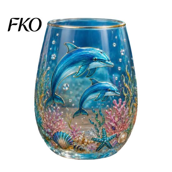 Unique Painted Tea Cup Sea Turtle Glass Tumbler, Ocean Theme Drinking Mug, Borosilicate Bird And Flower for Coffee Juice, Beach Gift Nature B