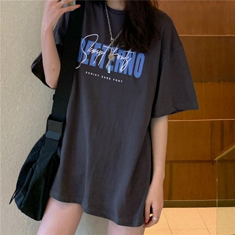 Oversize American Street Sle ort Sve T-irt Women Loose Couple Retro Top Cotton round Ne Print Cartoon Anime Korean...