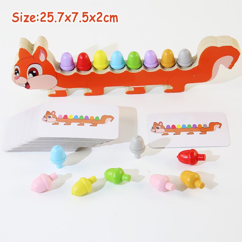 Gioco di Abbinamento Colori e Ordinamento per Bambini Giocattolo Creativo Montessori Clip Animali Perline Impilamento Gioco di Equilibrio Giocattolo per l'Educazione delle Abilità Motorie Fini del Bambino