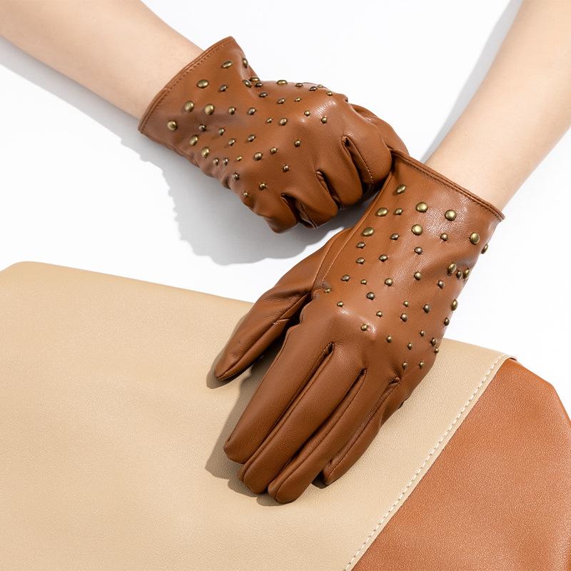 

Стильные новые перчатки с заклепками на всю руку для женщин Крутые панк перчатки для выступлений, сценического декора Silinelli XL size