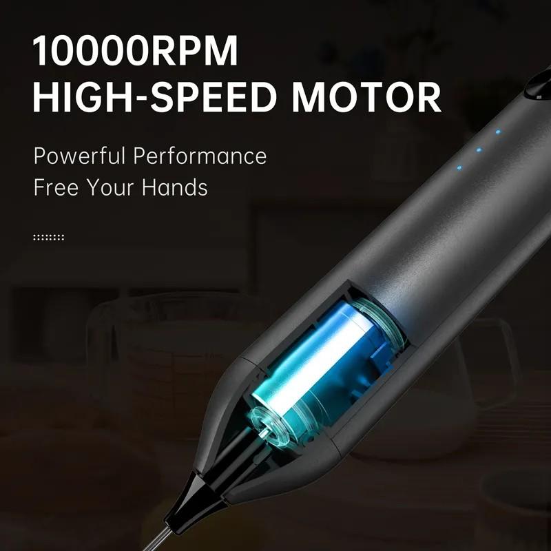 Kitchen Powerful Stirrer Milk Frother Handheld Foam Maker for Lattes Whisk Drink Mixer Coffee Electric Rechargable Egg Beater