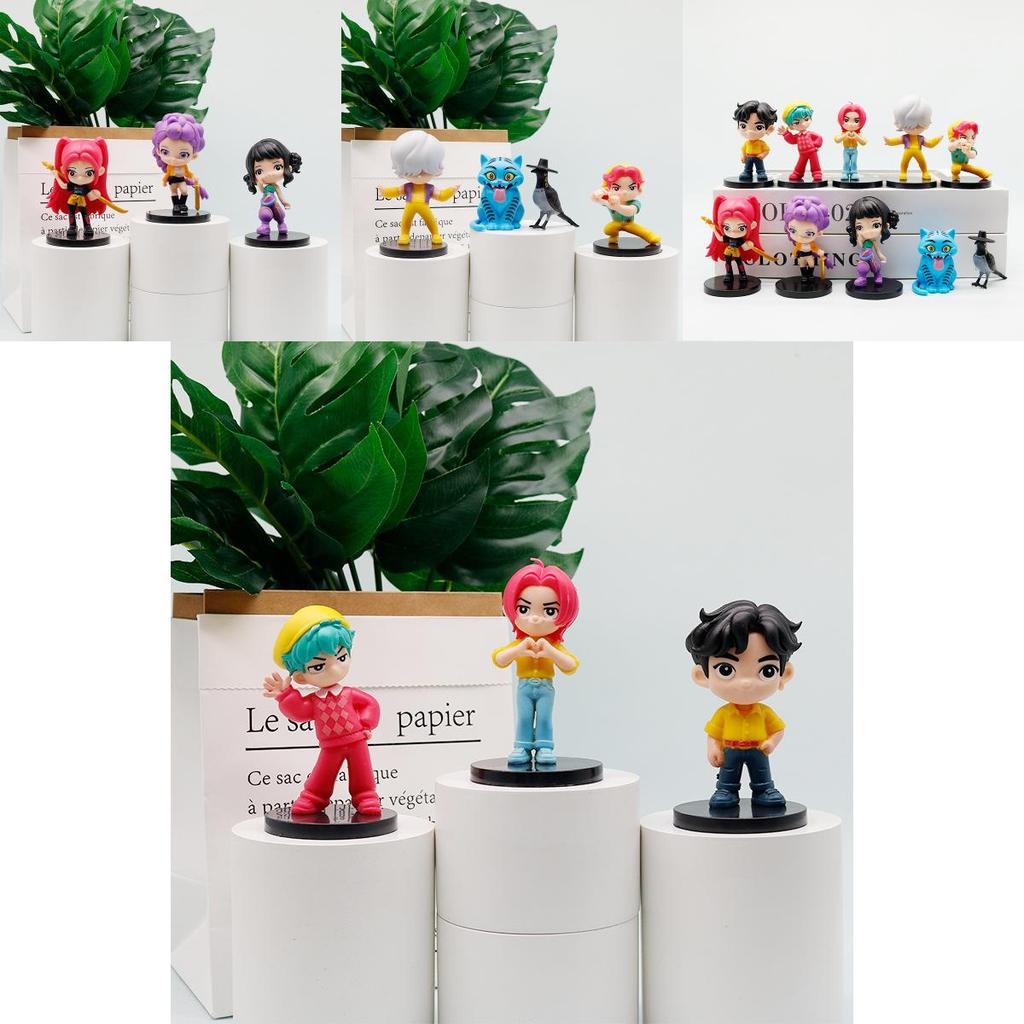 Q Version Kpop Demon Hunters Pvc Model Ornament For Demon Slayer Fans With Cartoon Style