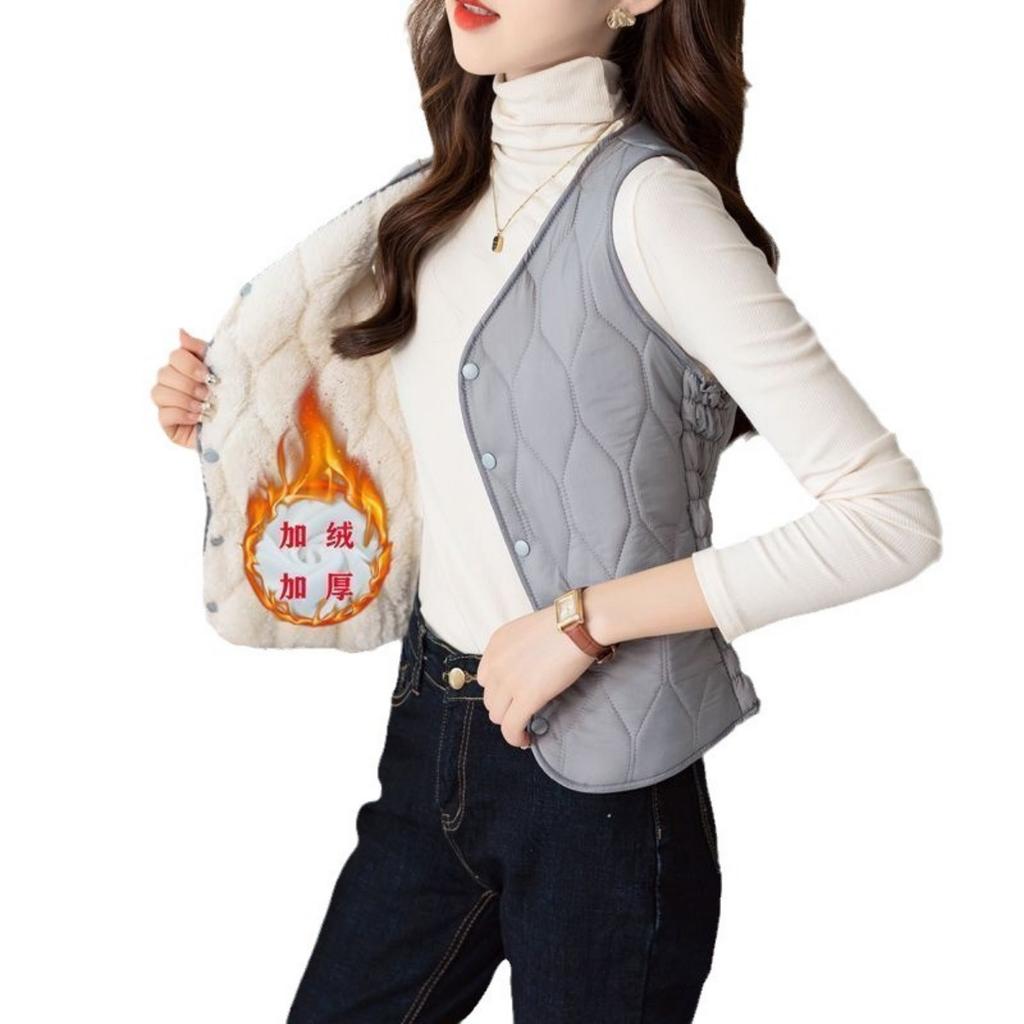 Vest Women's Short Base, Autumn and Winter with Thick Velvet, Fashionable Warmth and Slim Fit, Wearing Vest, Down Cotton, Camisole for Women