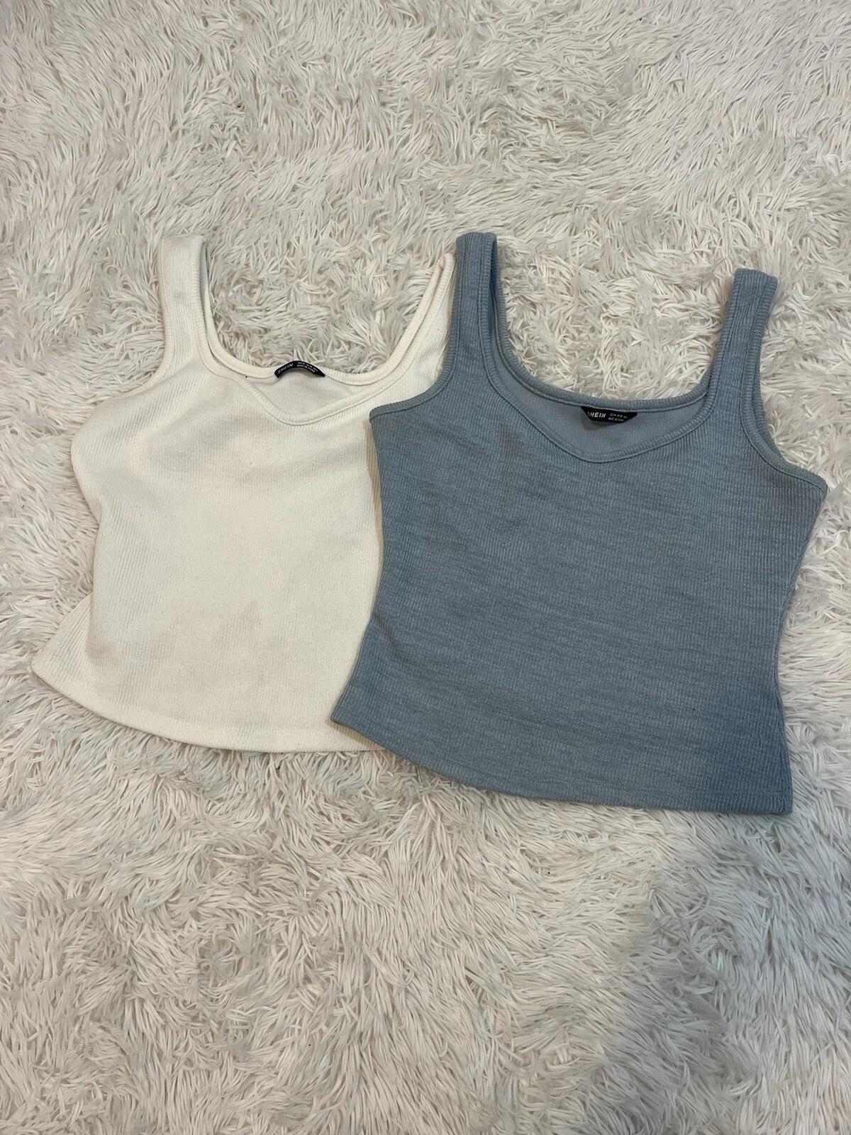 

Baby Blue Sweetheart neckline Cropped Tank top Two Pack SHEIN Medium 3XL