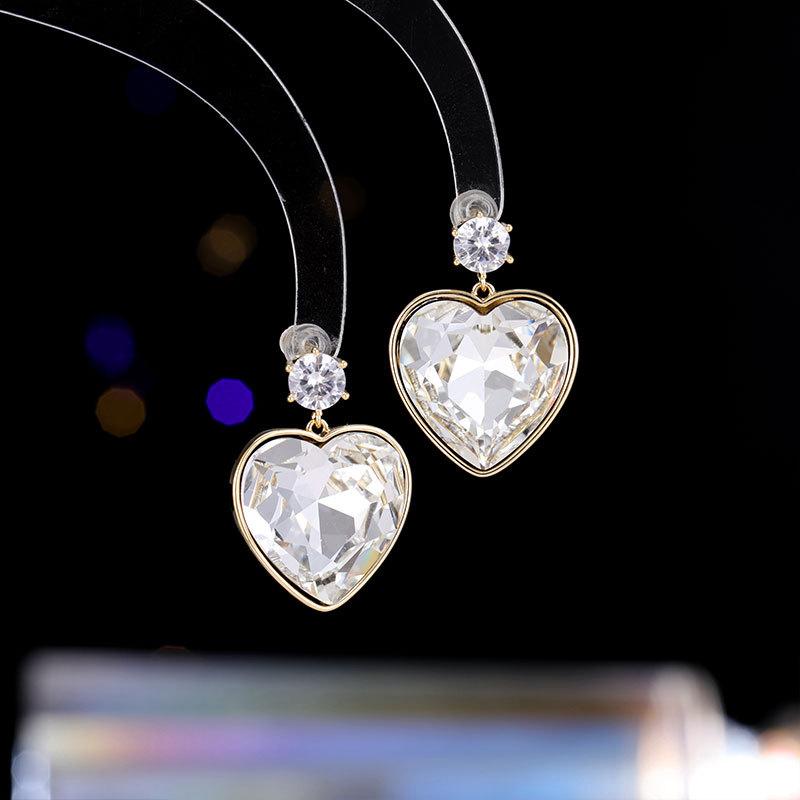 

Серьги S925 из серебра с иглами, роскошный дизайн, высококачественные серьги Sweet Love, модные серьги в форме сердца с супер блеском и кристаллами, новые серьги