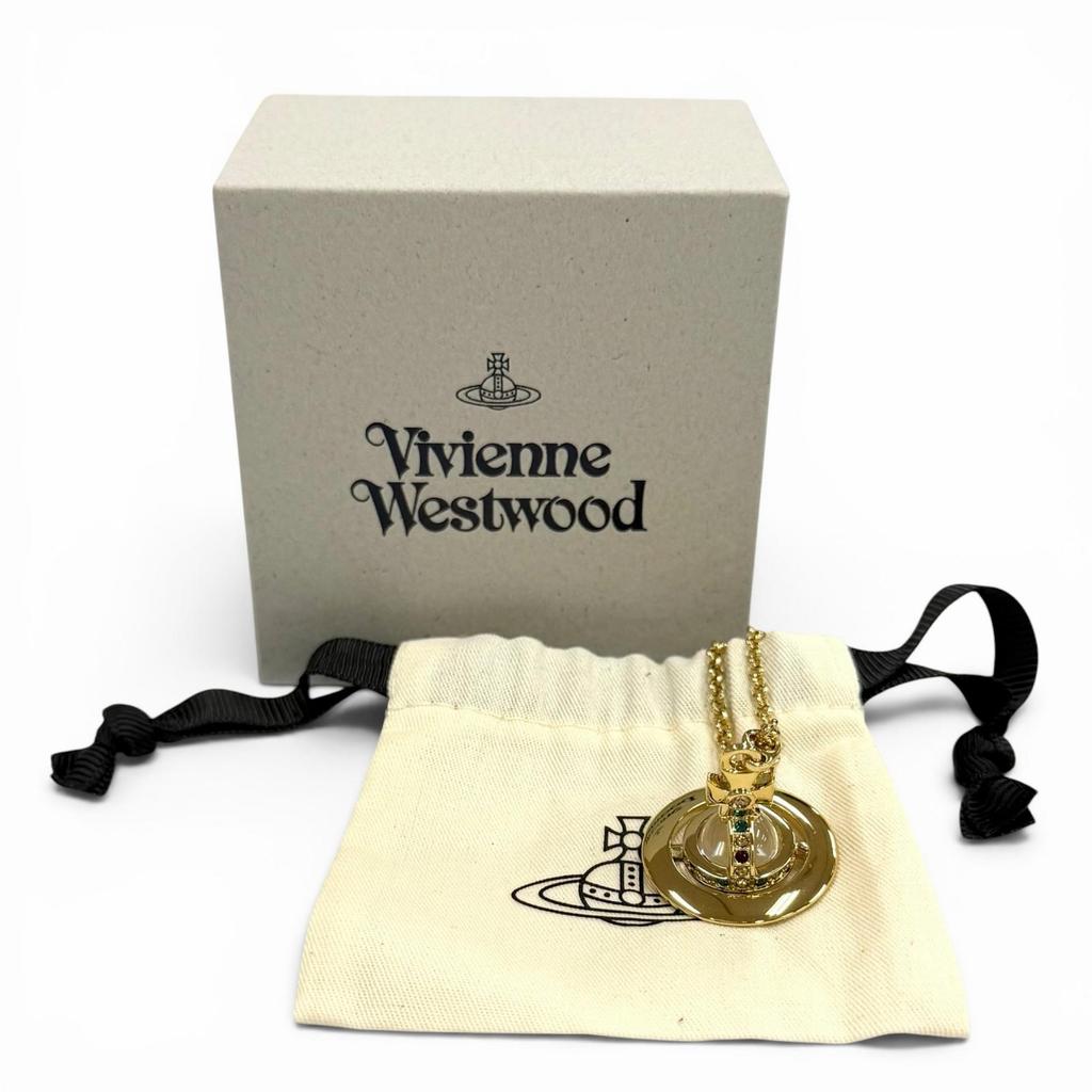 Excellent Vivienne Westwood Necklace NEW TINY ORB Rhinestone gold Women Used