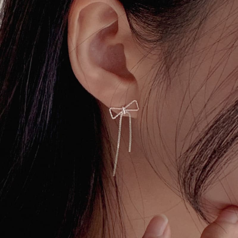 ACOOPU [925 silver]comely ribbon earrings