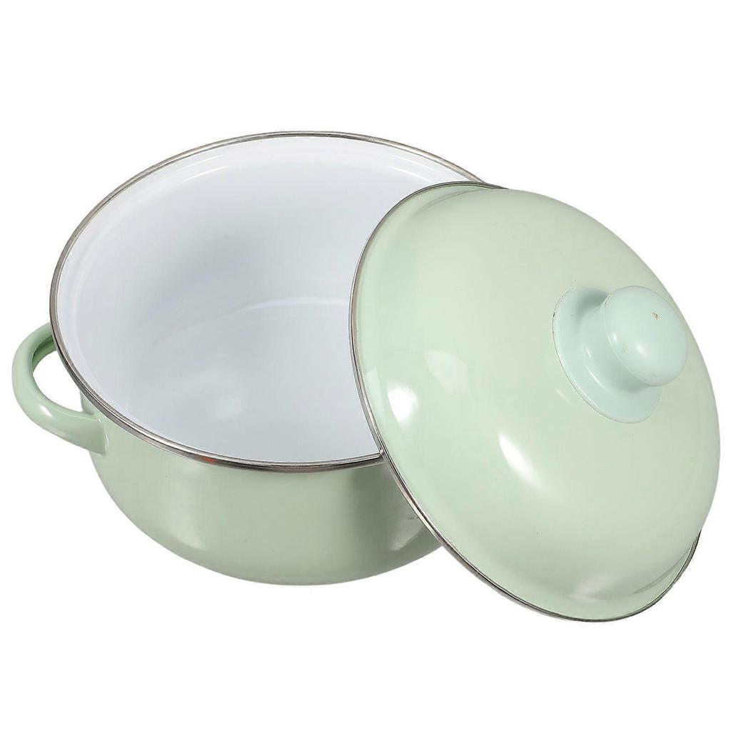 Vintage Enamel Stockpot With Lid For Home Kitchen Multifunctional Cooking Stew Pot Ideal For Soup Noodle And Milk Green Enamelware Cooking Pot With Ha