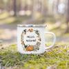 Hello Pumpkin Enamel Mug Halloween Camping Mug Gift For Grandma Mum Nana Autumn Home Decor Hygge Gift Fall Coffee Mug