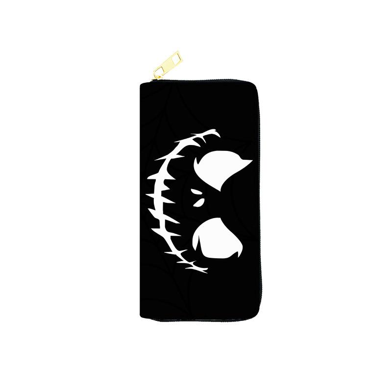 The Nightmare Before Christmas PU Leather Long Zip Wallet Single Zipper Clutch Purse, Multi-Function Makeup Bag, Jack Skellington Print 3pcs