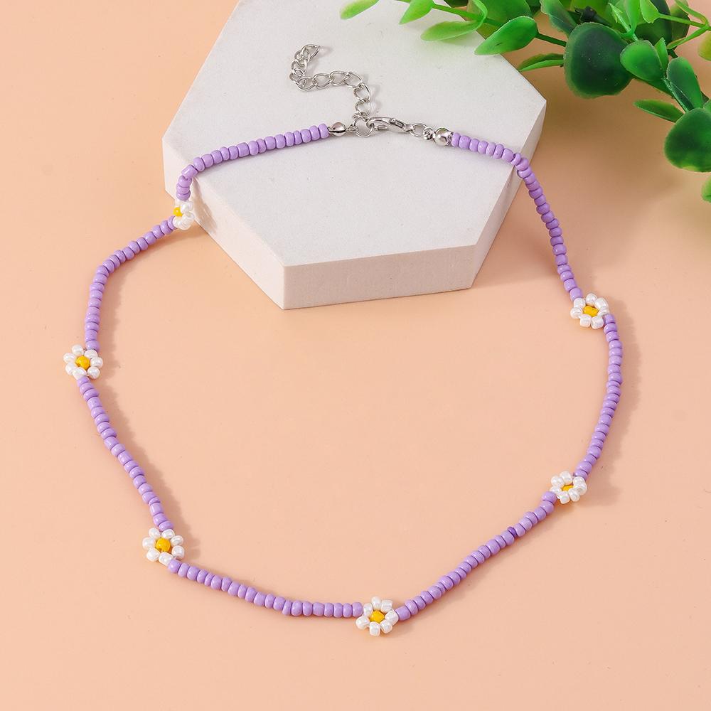 Collana di Perline Colorate Fatta a Mano alla Moda Collane Floreali Bohemian con Perline per Donne Ragazze Festa Gioielli per le Feste Regalo