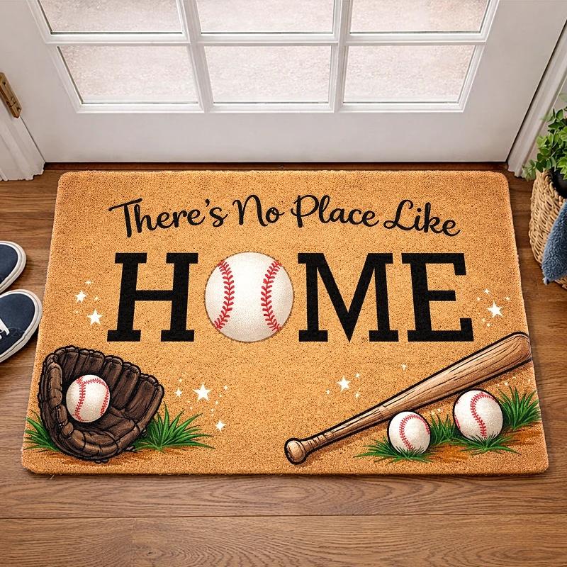 Baseball Theme Doormat Entrance Mat Sport Fan Decor Rug for Front Door Utility Indoor Outdoor Utility Mat 40x60cm