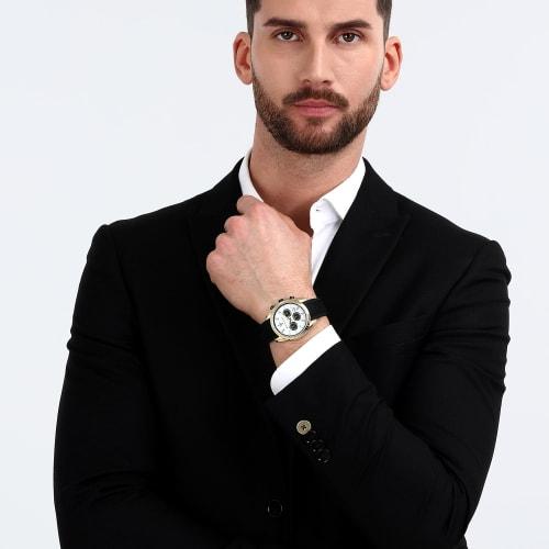 Official Maserati Attrazione Series Men's Quartz Watch with Black Strap and White Dial, 43mm Case, 5ATM Water Resistance, Perfect for Students, Busine