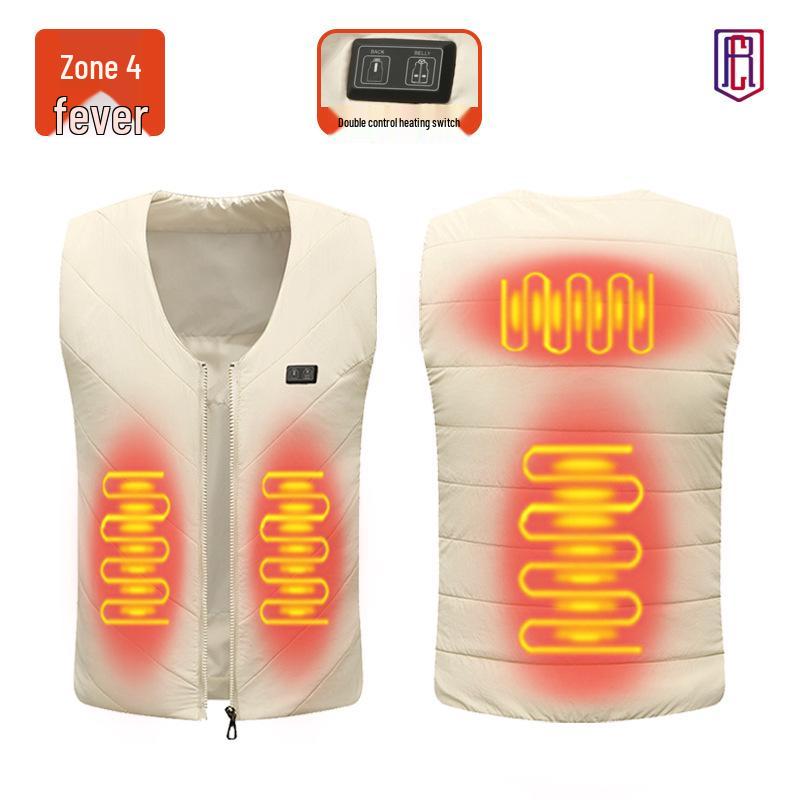 Heated V-Neck Unisex Electric Heating Vest for Winter - Intelligent Temperature Control. 5XL