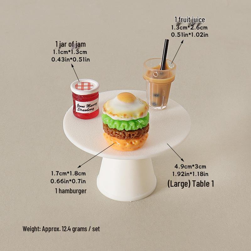 Miniature Dollhouse Hamburger & Milk Tea Scene Accessories