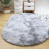 Living Room Tie-Dye Oval Silk-Wool Rug Plush Rug Bedroom Bedside Rug Cloakroom Decorative Floor Mat