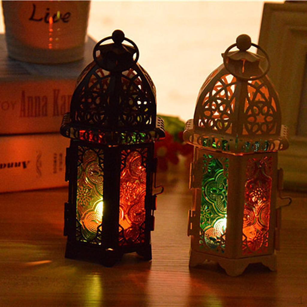 

Glass Lantern Vintage Candle Tea Light Holder Wedding Decoration Black Frame Color Glass