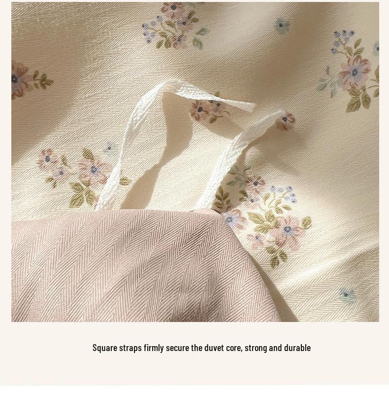 Korean Fresh Four-Piece Set: Cotton Lace Trim, Double Layer Gauze, Aerobic Jacquard Herringbone, Thickened.