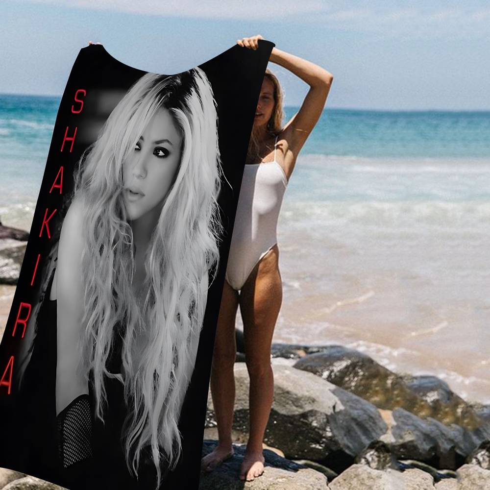 S-shakira Anime Beach Swimming Towel Soft Absorbent Washcloth Children s Gifts For Kids Travel Camping Gym W40*H60(CM)