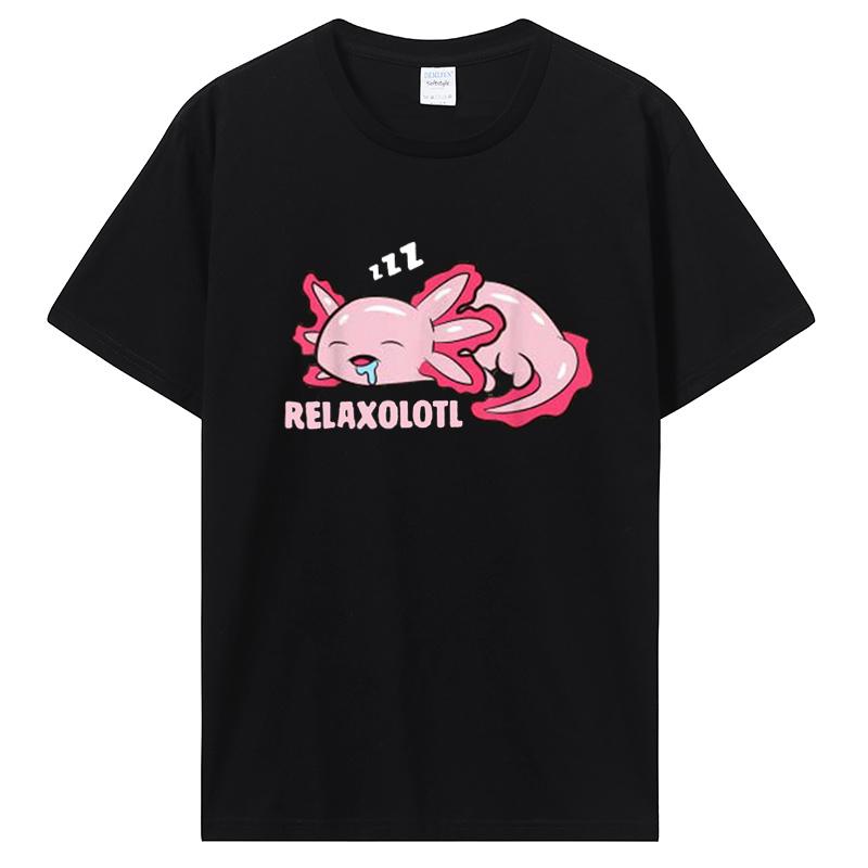 Cute Sleeping Pink Axolotl Graphic RELAXOLOTL T-shirt