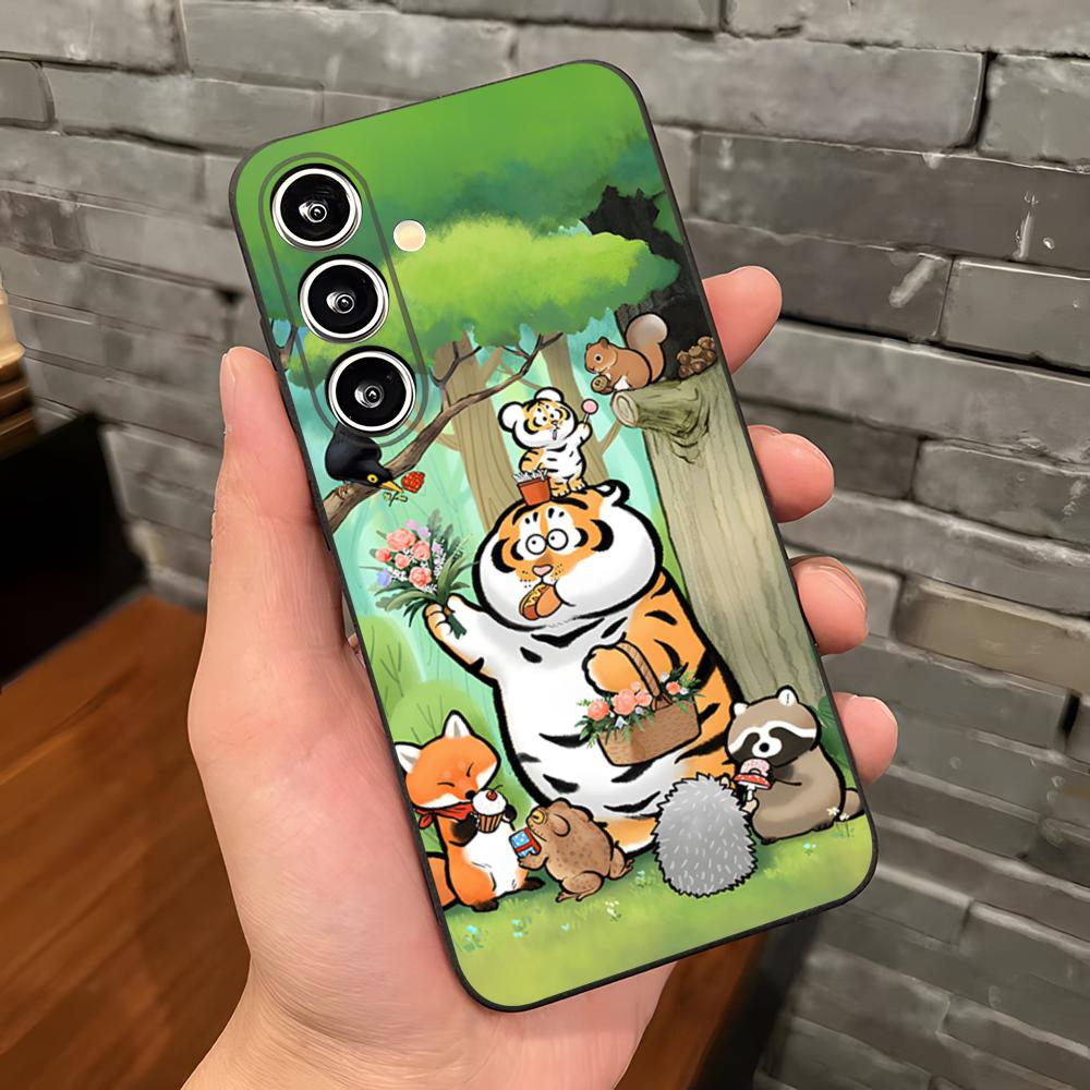 

Funny Fat Tiger Phone Case For Samsung S26 S25 Plus S20 S20 Plus S22 Ultra S23 FE S21 Plus S21 Ultra Soft Cover Samsung S23 FE