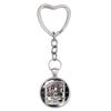 BTS Rolling Stone Magazine Cover Glass Dome Keychain, Heart Shaped Clasp Kpop Charm, Bangtan Boys ARMY Fans Bag Accessory
