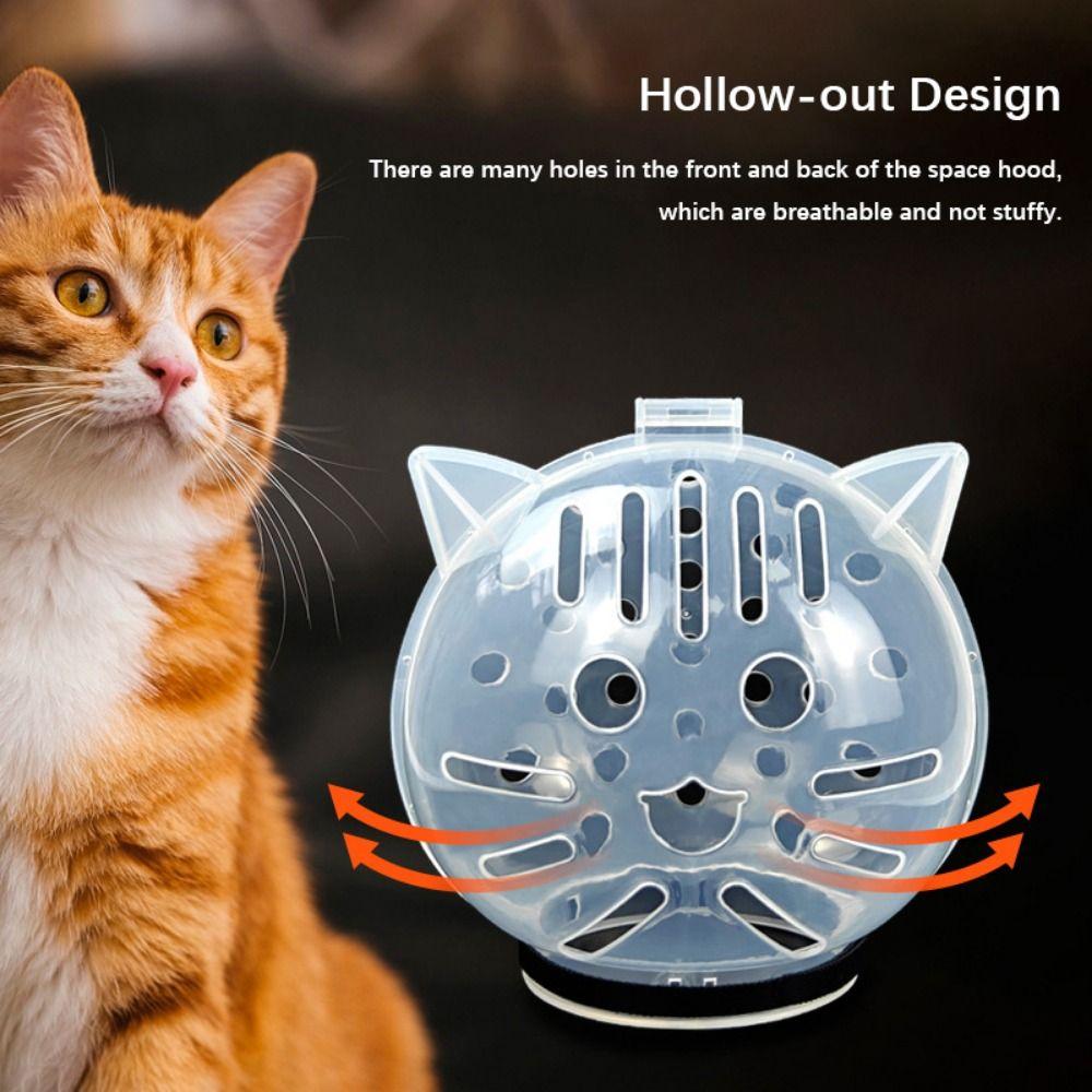 Anti-Licking Cat Space Hood Transparent Cat Head Cover Sturdy Breathable Cat Muzzle