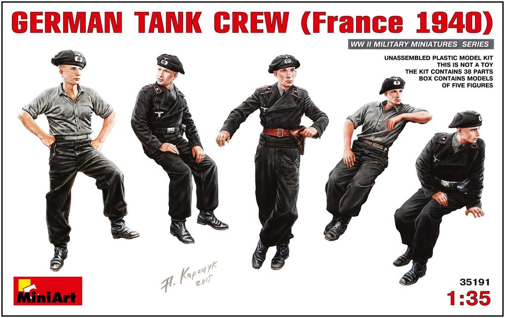 MiniArt MA35191 German Tank France Plastic Model Kit 1/35 Crew, 1940, 5-Piece