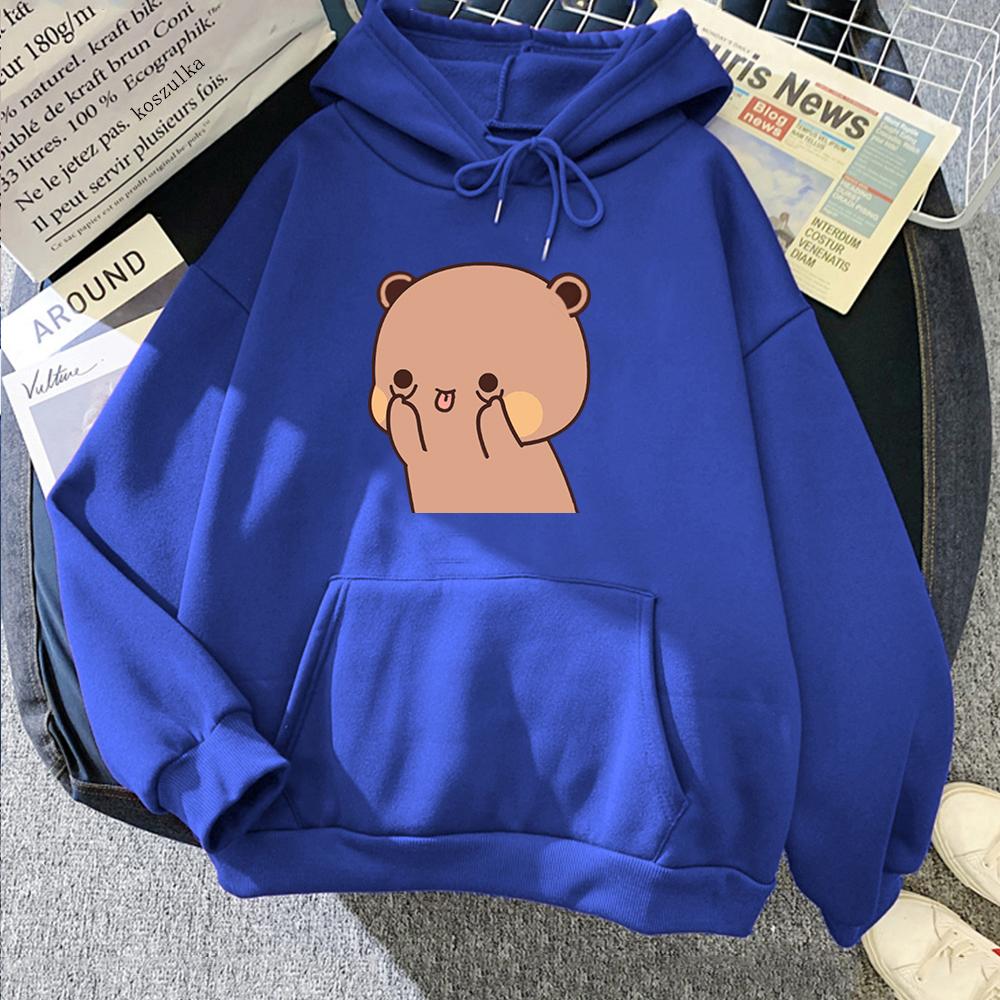 Funny Cartoon Couple Bubu Dudu Hoodie Women Men Sweatshirt Fall Winter Long Sleeves Fleece Casual Loose Hooded Tops