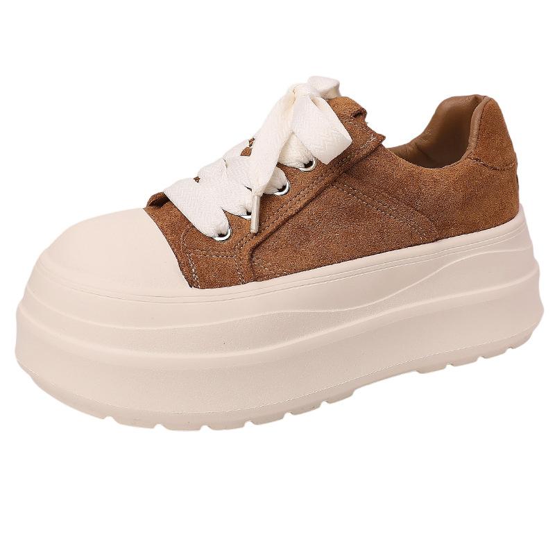 Piaohong versatile platform-soled sports shoes increase the height of girls' casual board shoes, autumn and winter lace-up literary and artistic