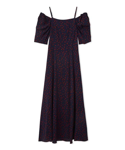FRAY Fruit Print Dress FWFO252089 NVY I.D. 2-Way Off-the-Shoulder Women's