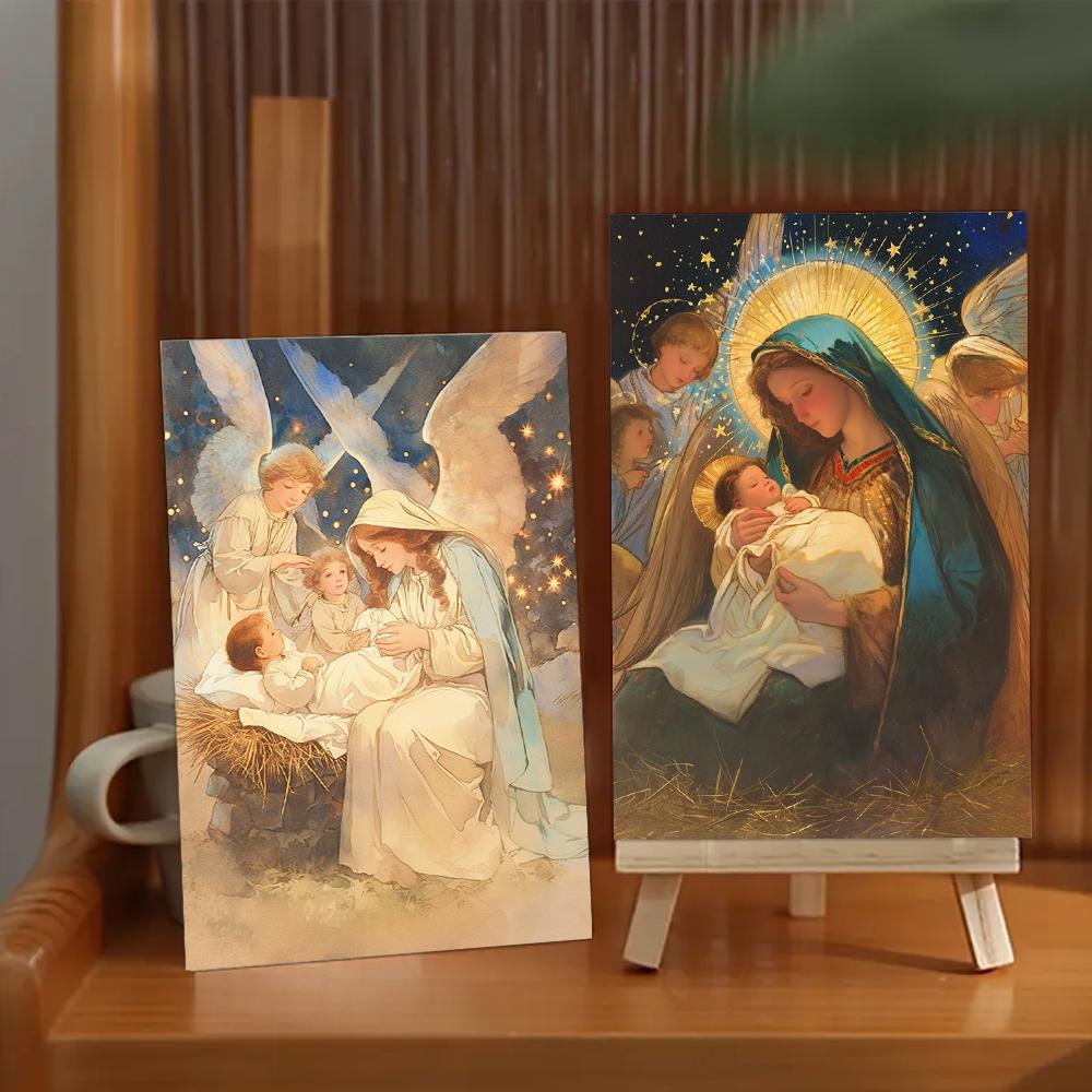 32pcs, Christmas postcards, the birth of Jesus, birthday/anniversary gifts, collectibles, suitable for gifting, mailable.