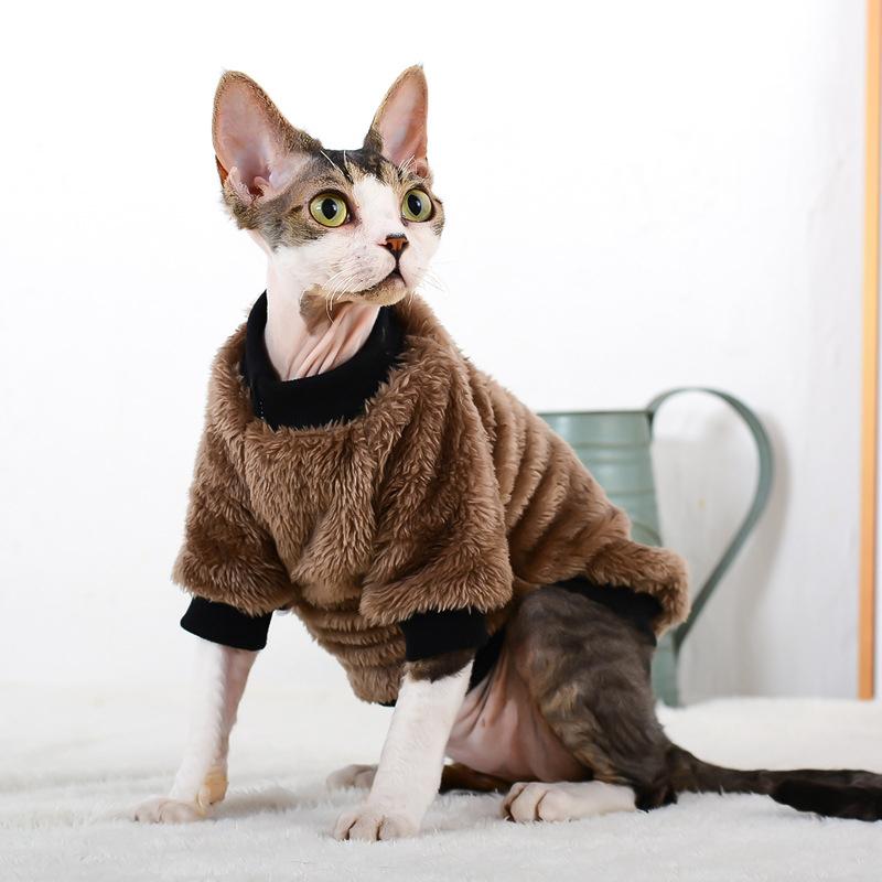New Turtleneck Cat Sweater Coat Winter Warm Hairless Cat Clothes Soft Fluff Pullover Shirt Maine-Coon Cat Chihuahua Pet Clothing