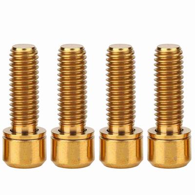 Lot de 4 boulons de serrage de frein à disque de vélo M6 x 18 mm, vis fixes avec joint (Or)