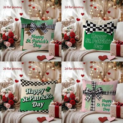Happy St. Patrick's Day Decorative Pillow Cover Pattern Cushion Cover Suitable for Sofa Bedroom Car Pillow Cover