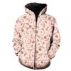 3D Digital Print Hooded Zip-Up Oversized Casual Sweatshirt Men Loose Fit Streetwear