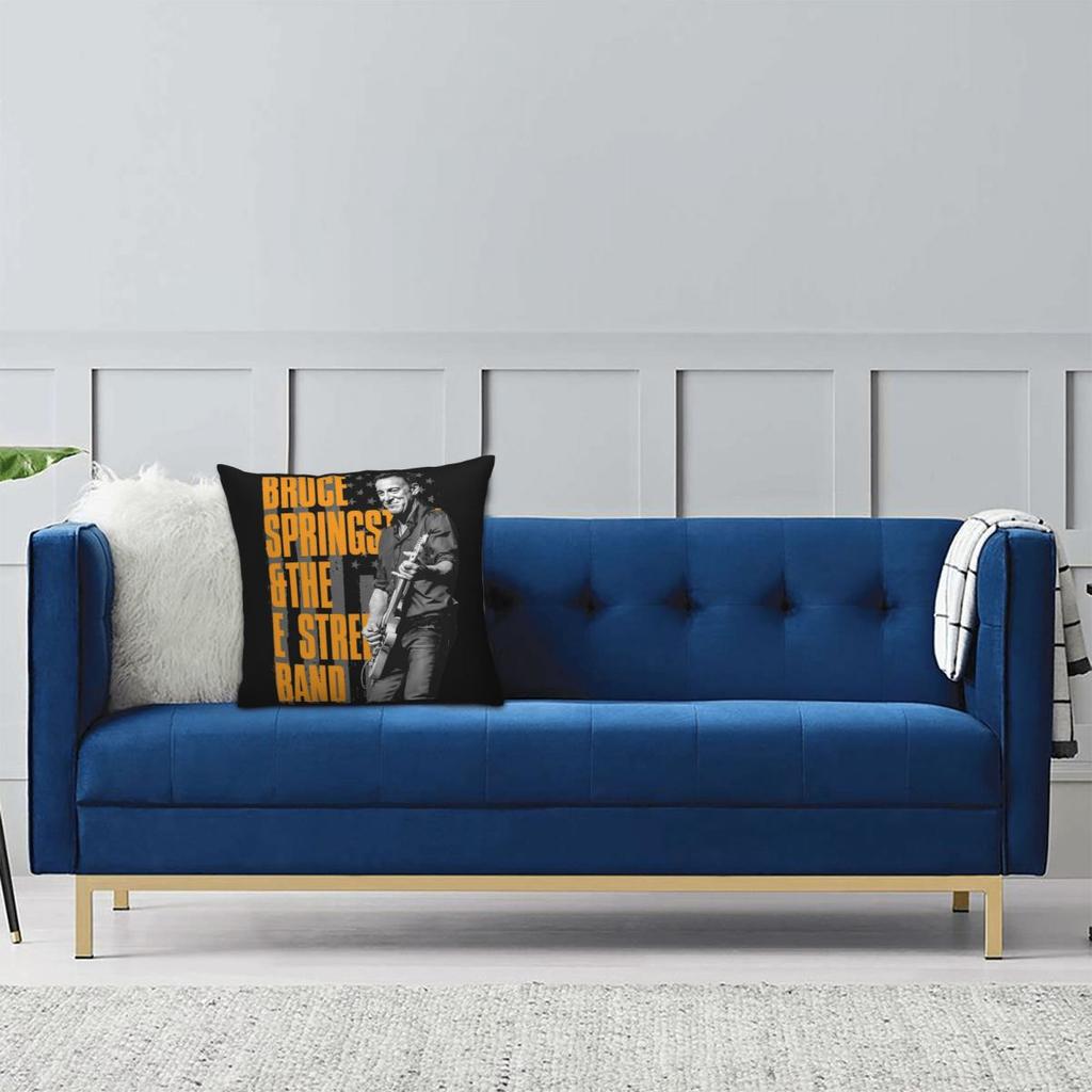 Bruce Springsteens Pillowcase Printing Fabric Cushion Cover Decoration E Street Band Throw Pillow Case Cover Home Zippered