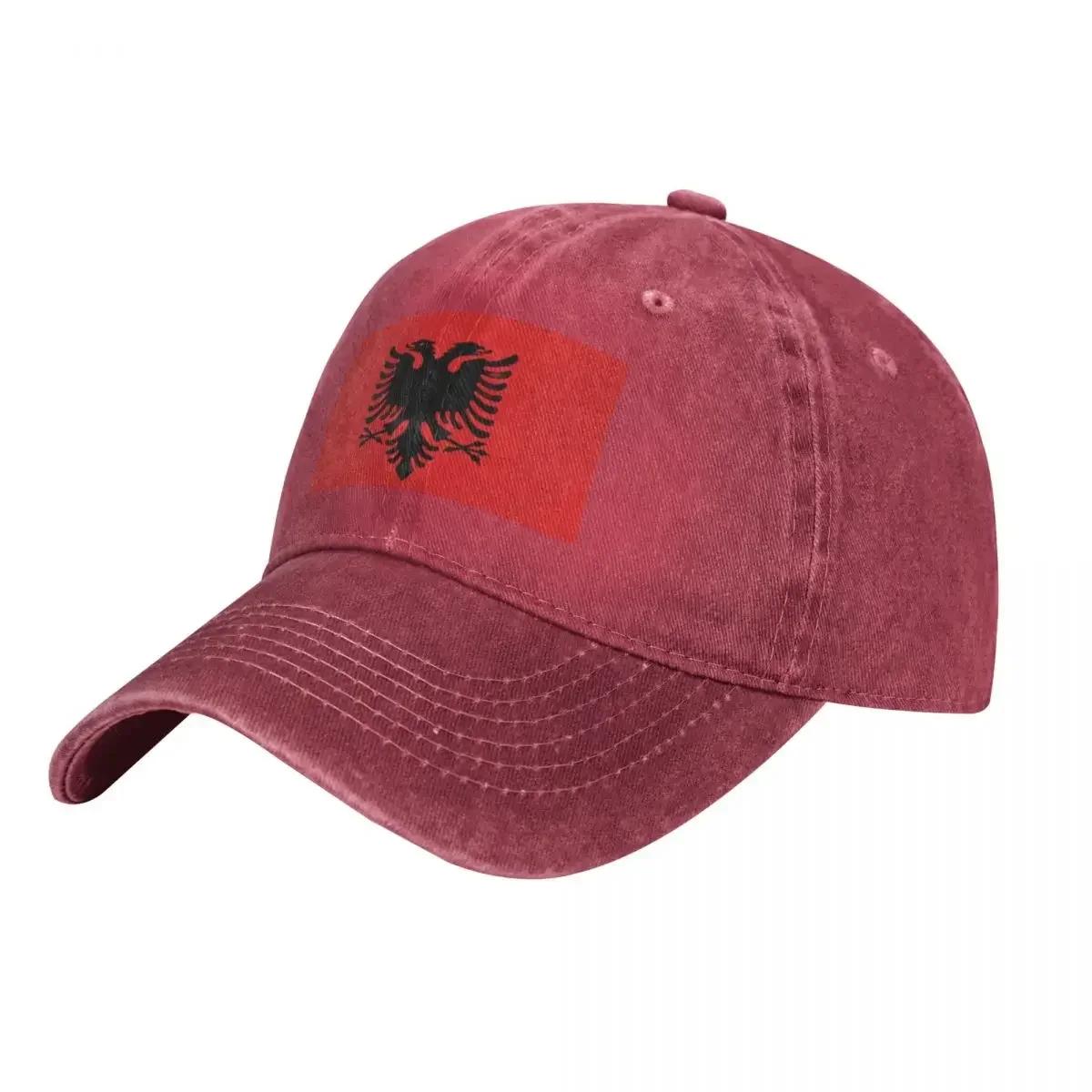 Albanian Flag Washed Baseball Cap Red Desgin Stylish Trucker Hat Summer Unisex Women Outdoor Printed Snapback Cap One Size